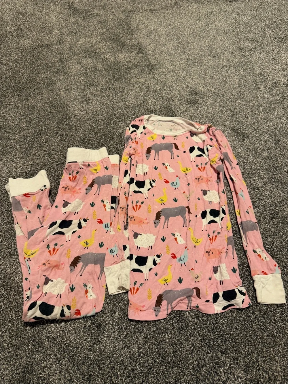 Little Sleepies Pink Farm Animal Two-Piece Pajama Set